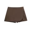 Women's Vintage Solid Culottes High Waist Asymmetric Split Mini Shorts Spring Summer Ladies Elegant Shorts Skirts