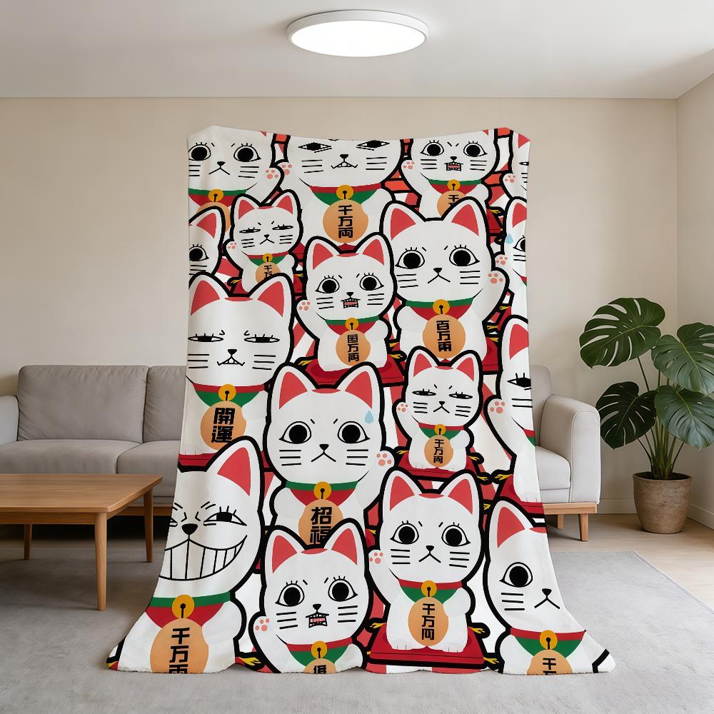 Blanket Super Luck Warm Maneki Comfortable Plush Throw Money Blanket Child Home Sofa Bedroom Rich Cat Neko Gift