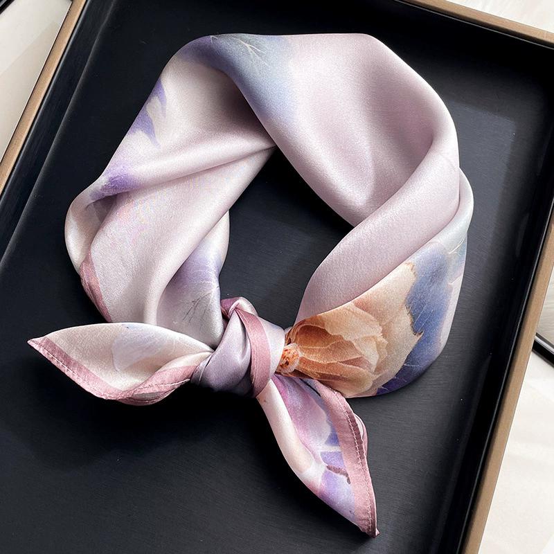 100% Nature Silk Scarf Women Neck Square Headband Scarves Bandana Fashion Hijab Poncho Scarves Pashmina  Female Foulard 53cm