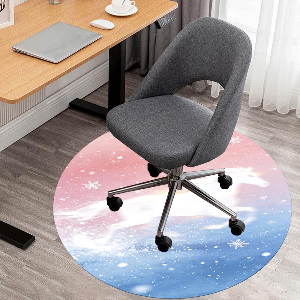

1pc Unicorn Snowflakes Round Chair mat office Area Rug - Non-Slip, Floor Mat for Office, Bedroom, and Indoor Decor p127042 80cm by 80cm