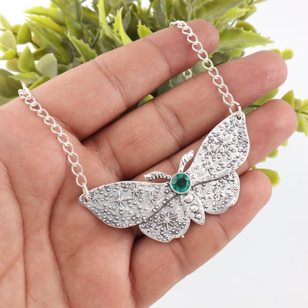 Grüner Smaragd Edelstein Anhänger Schmuck, Handgefertigter Wunderschöner Silberanhänger, 925 Sterling Silber Schmuck Für Hochzeitsgeschenk