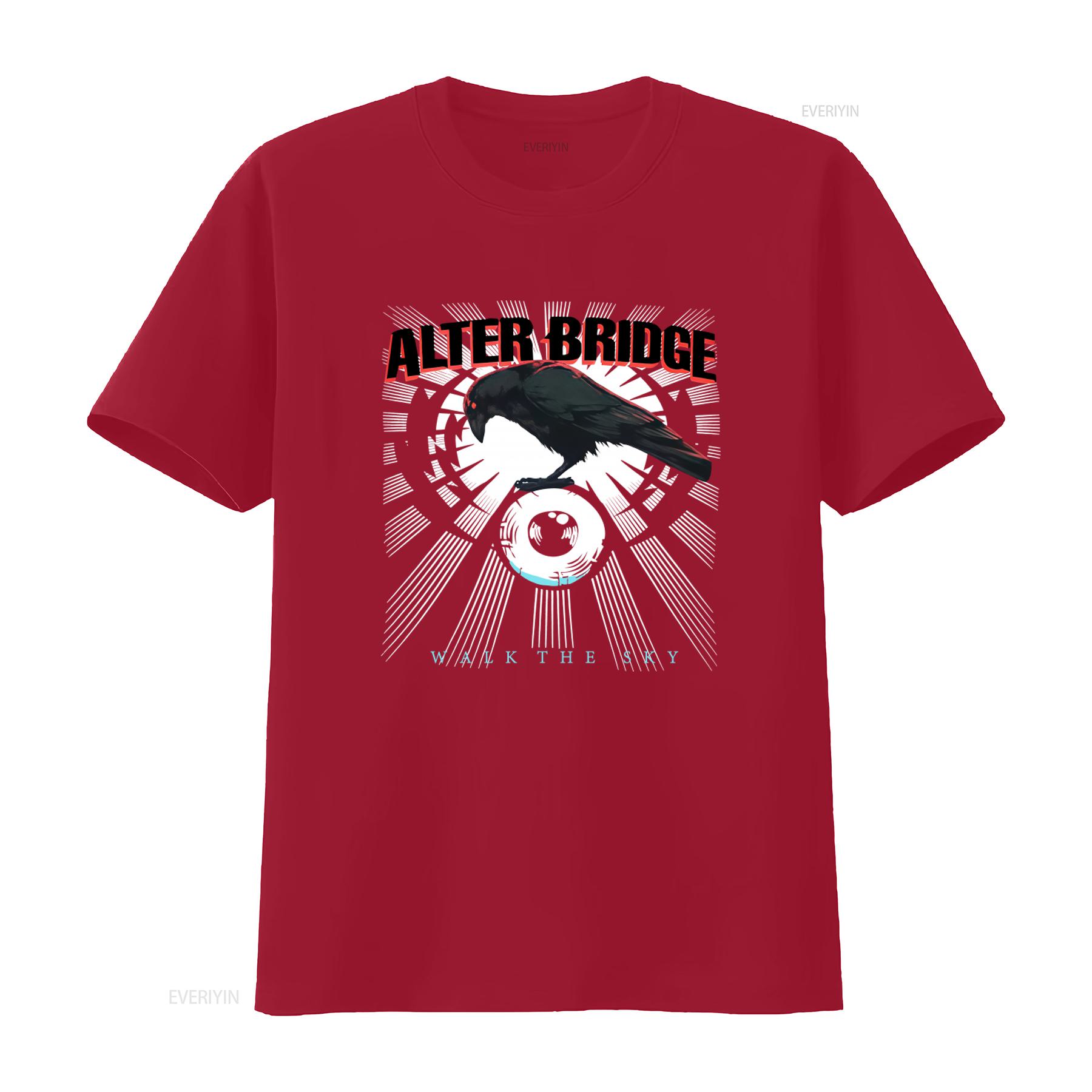 

Alter Bridge Black Heavy Cotton T Shirt with Crow and Eye Design from Walk the Sky Album for Friends vintage Washed Stylish S