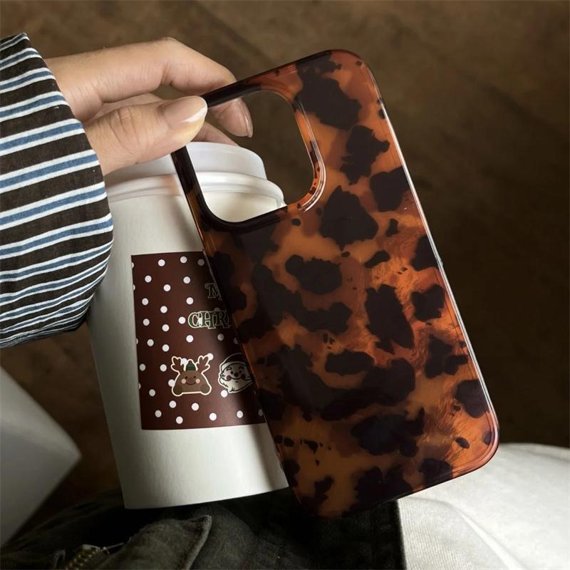 Black Brown Leopard Shockproof Phone Case for IPhone 17 11 12 13 14 15 16 Pro Max XR XS X 7 8 Plus SE2 16e Vortex Pattern  Cover