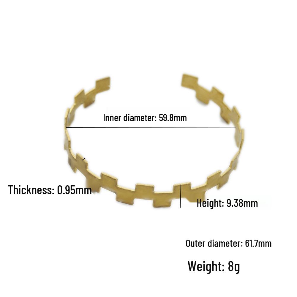 Metal Textured Half-Open Brass Bracelet - European  American Style