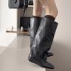 Retro Shoes, Square Toe Autumn and Winter New Style Long Boots, Women's Shoes, Sleeve Boots