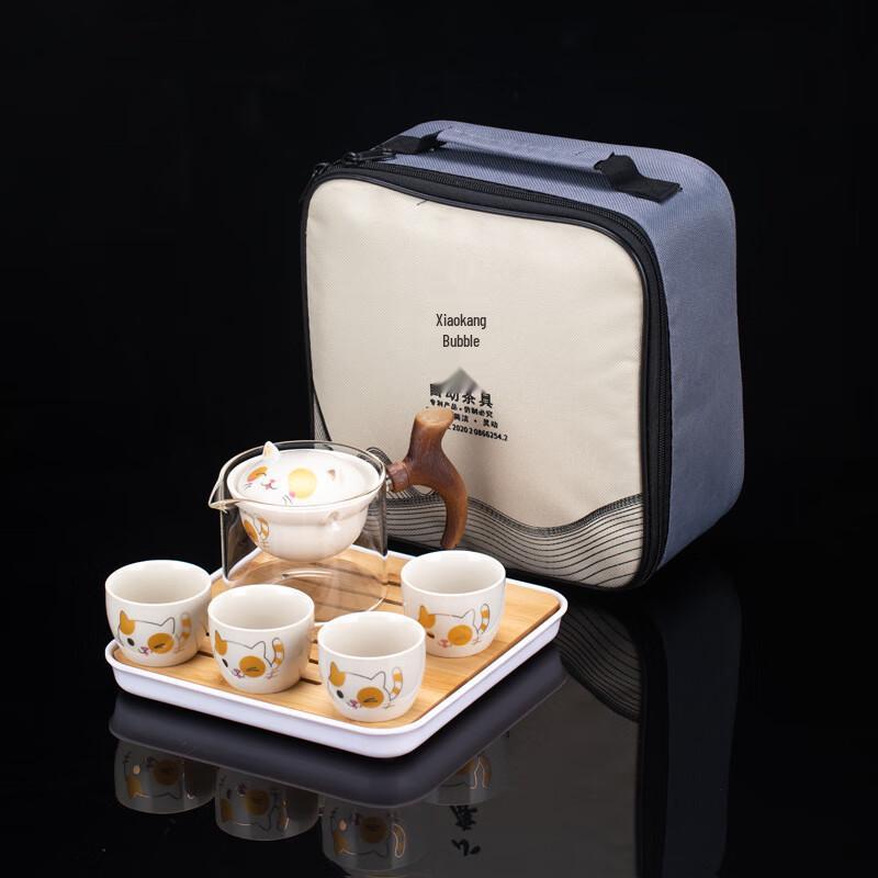 Retro Japanese Lucky Cat Rotating Gongfu Tea Set