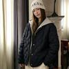 Jing new women's clothing European and American style autumn and winter new fashion quilting line rhombus hooded cotton jacket fashion