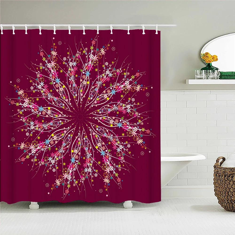 3D Print Bathroom Curtains Indian Mandala Shower Curtains With 12 Hooks Home Decoration Waterproof Fabric Bohemia Bath Screen