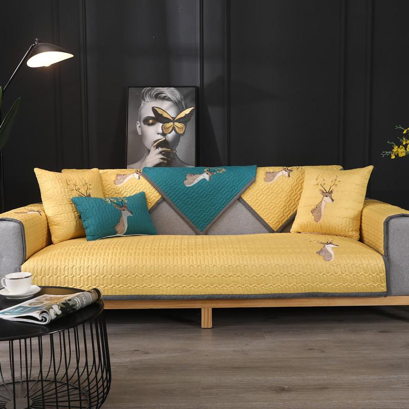 Bavlněný polštář na pohovku Čtyři roční období Univerzální protiskluzová podložka Severský jednoduchý potah na pohovku Všeobjímající potah sedáku Látkový ručník na opěradlo