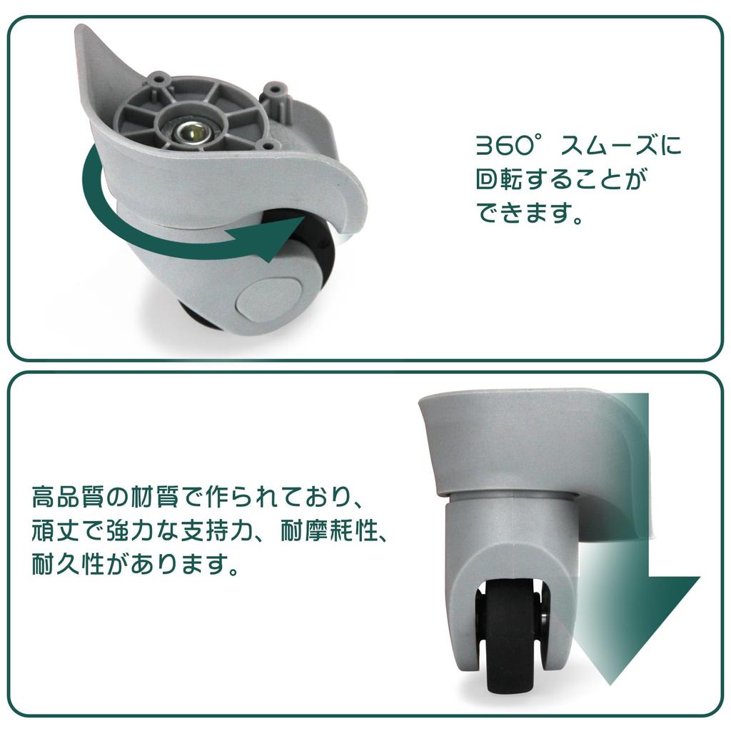 Replacement Suitcase Casters, Perfect for Tire Replacement and Repair, Quiet, 360-Degree Rotation, Easy Assembly, Set of 2 Small, Gray