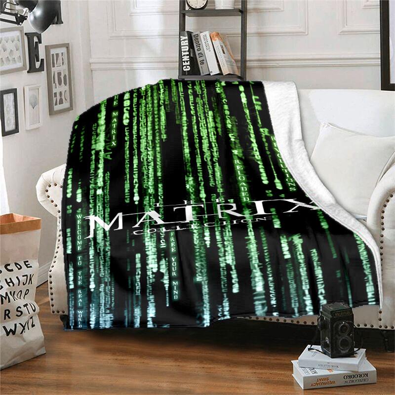 1 Stück Die Matrix Trilogie Cartoon Decke, Tragbare Überwurfdecke für Reisen & Camping, Gemütliche Ganzjahresdecke, Ideales Geschenk
