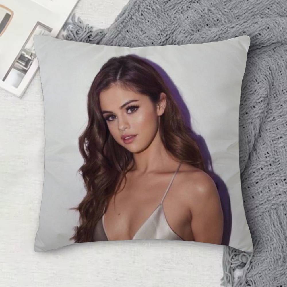 SSelena Gomez Doublesided Printed Square Decorative Cushion Cover for Sofa Living Room Home Decor