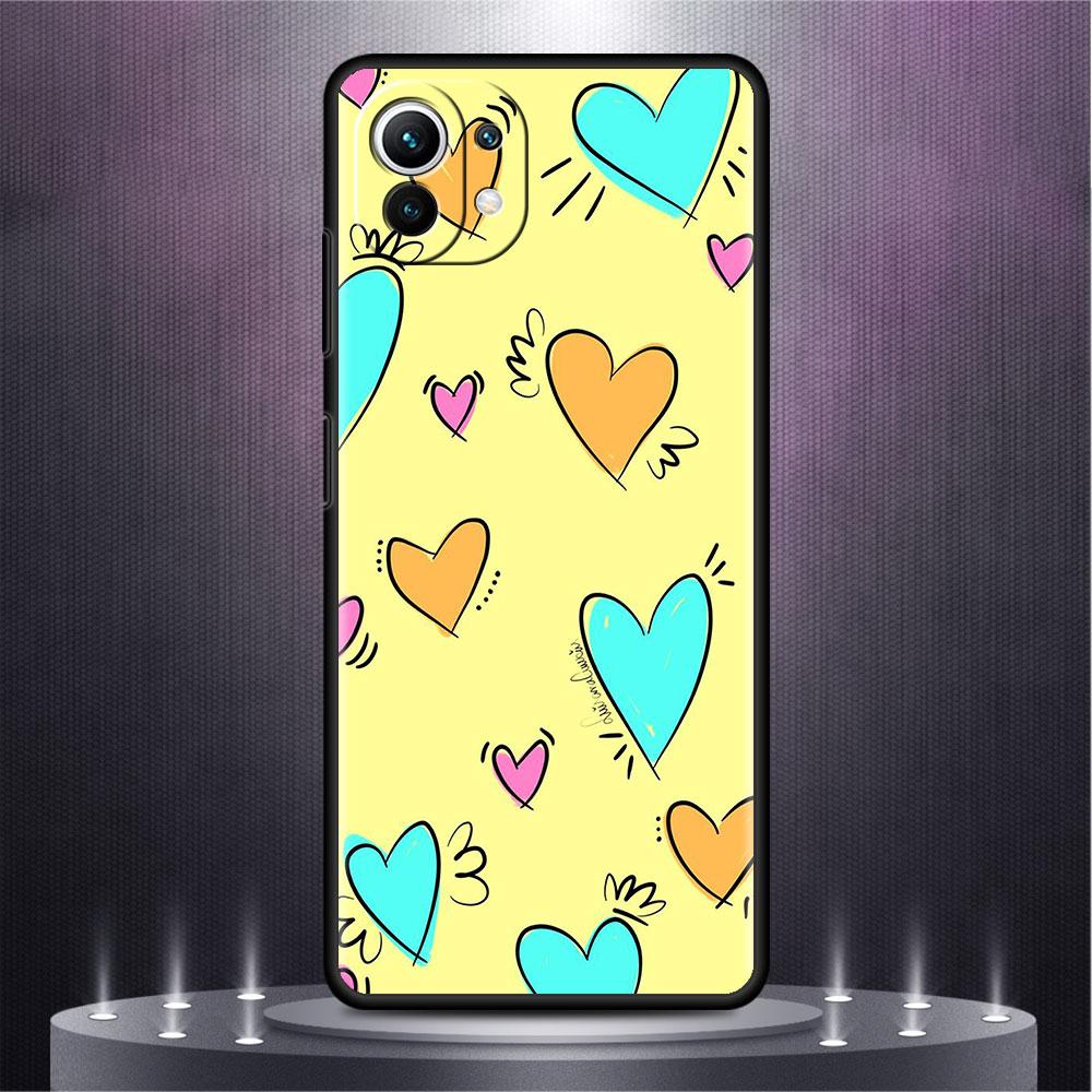 Schwarze Hülle für Xiaomi Mi Poco X3 NFC M4 F3 C40 11 11T 10T Pro 12 9T 9 10 Lite TPU Handyhülle LOVE Herz