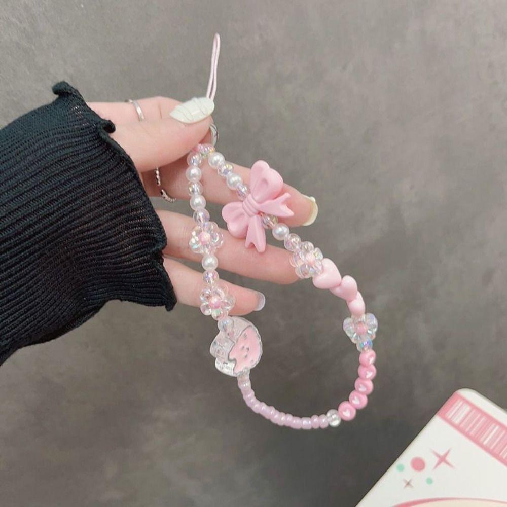 Cartoon Butterfly Bow Phone Chain Candy Colored Phone Wrist Strap Bag Pendant  Phone Accessories