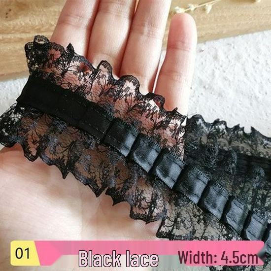 Material organza din dantelă neagră pentru îmbrăcăminte și accesorii DIY - Decorare decolteu și tiv fustă