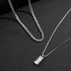 KunJoe 2Pcs/Set Trendy Simple Square Pendant Necklace for Men Punk Silver Color Cuban Link Chain Choker Necklace  Male Jewelry