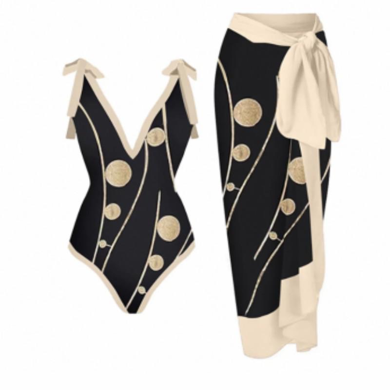 2025 Retro Einteiliger Damen Badeanzug - Europäischer & Amerikanischer Stil Strand Bikini