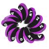 12PCS Golf Club Head Covers Neoprene Scratch Proof Golf Club Head Protector for Outdoor Black and Purple