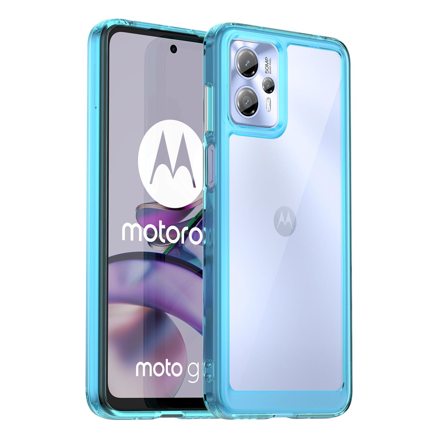 

For Motorola Moto G13 4G/G23 4G TPU+Acrylic Anti-drop Phone Case Protective Cover Transparent Blue