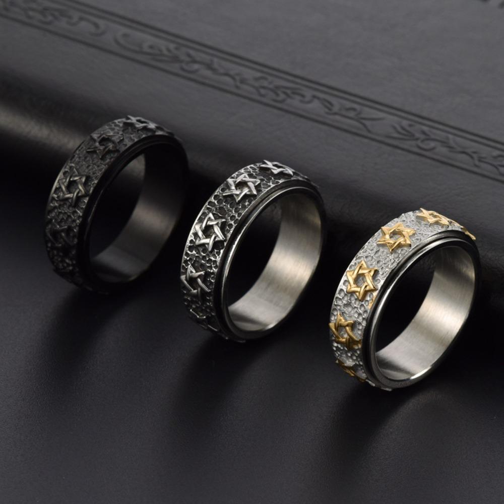 8mm Star of David   Ring For Men Hexagram  Six Pointed Rotable Ring Party Jewelry Gifts 2025