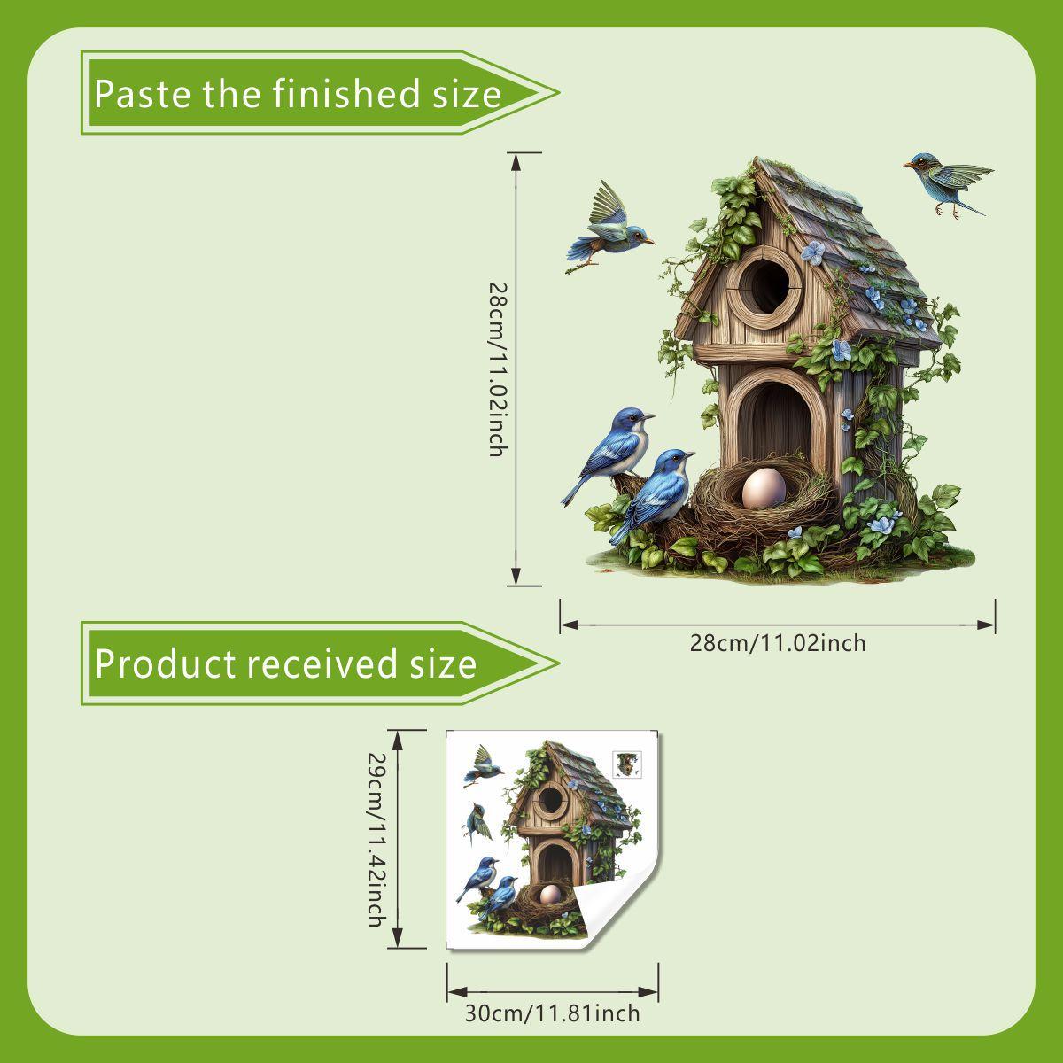 

Полностью прозрачные расписанные вручную наклейки на окна для скворечника, декоративные наклейки на стекло для гостиной, балкона 30*30cm