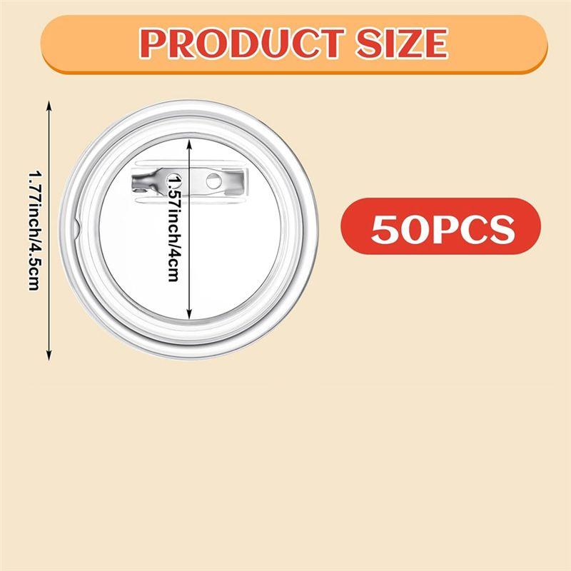 A84X-50Pcs Clear Pins Buttons Badges Button Pins For Crafts Custom Button Pins Blank Pins For DIY Crafts