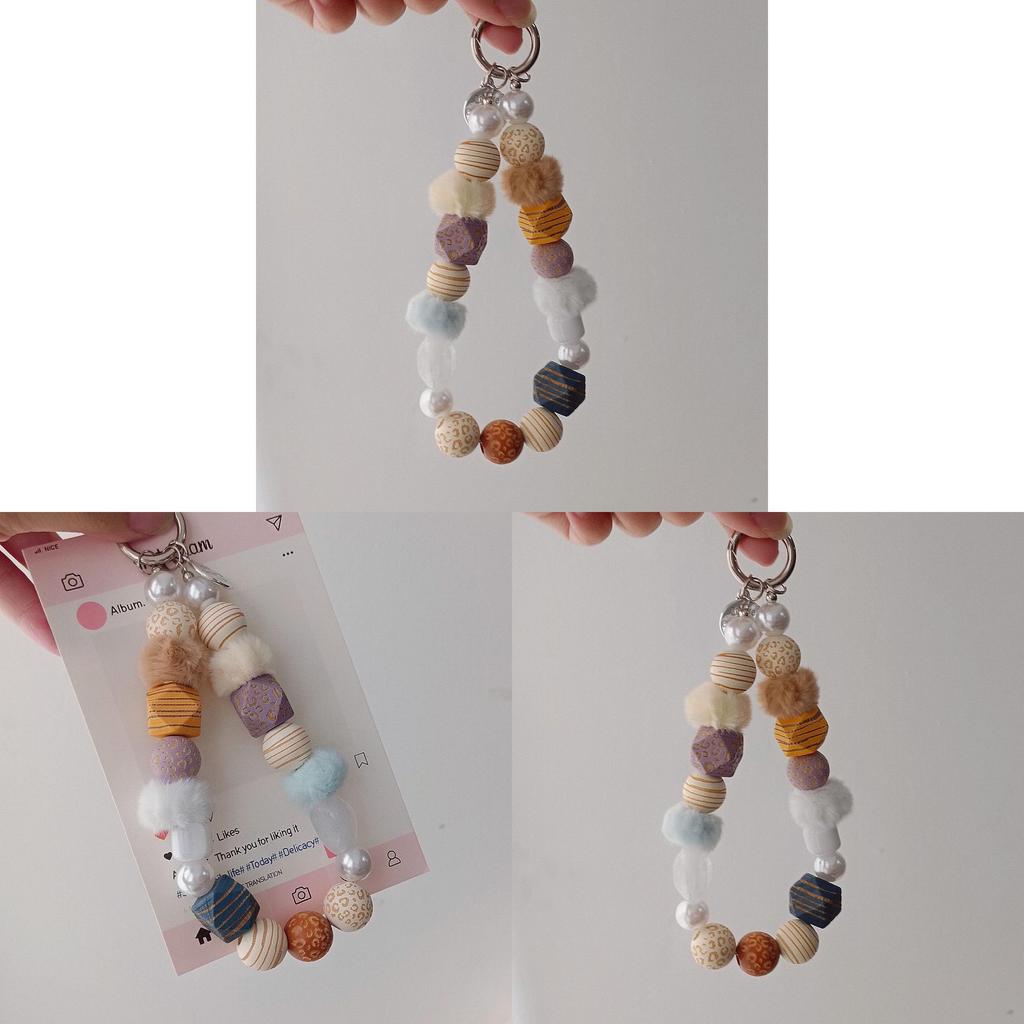 Colorful Retro Wooden Phone Chain With Handmade Beads For Unisex Daily Use