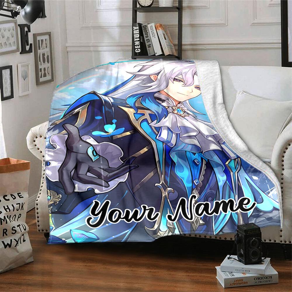 Customizable Genshin Impact8 Throw Blanket – Personalized Name, All-Season Cozy Snug Blanket, Machine Washable, Personalized Blanket