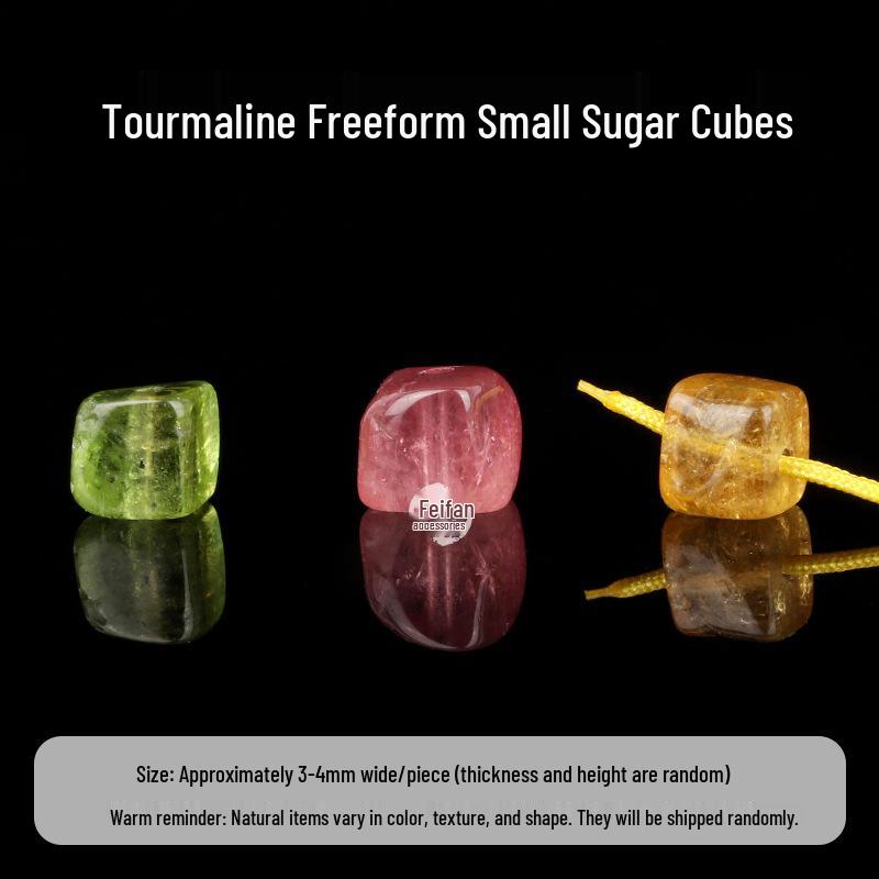 Natural Tourmaline Chalcedony Irregular Square Sugar Cube DIY Crystal Jewelry Accessories