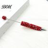 Crystal Diamond Gel Pen Beadable Pens, Bling Rhinestone Beaded DIY Bead Pen, Shaft Set Black Ink Ballpoint Pens for Decorations Office School Supplies