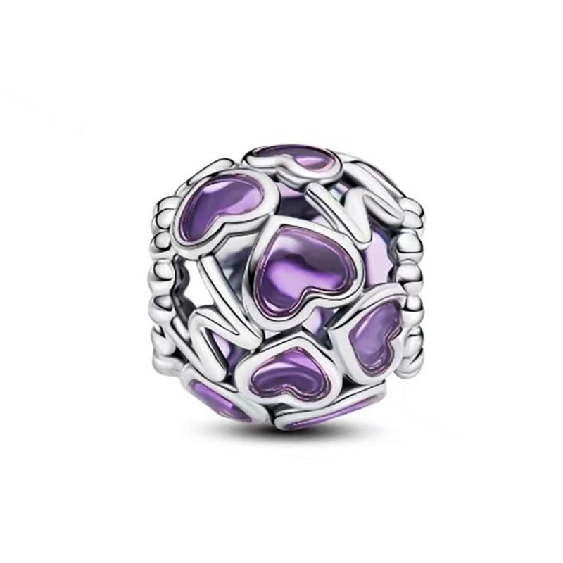 New Hollowed Out Heart-Shaped Charm Bead Fits Perfectly With Original Decorative Bracelet Women'S Jewelry Amulet Copper