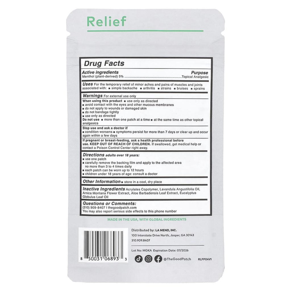 Relief, 4 Patches