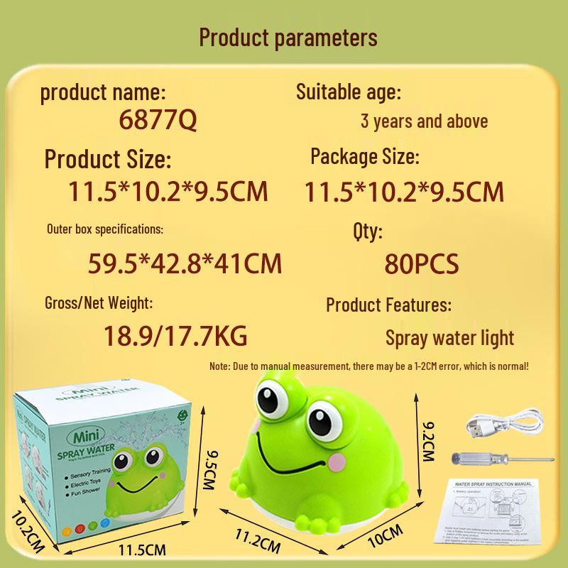 Automatic Induction Frog Spraying Bath Toy with Rotating Light