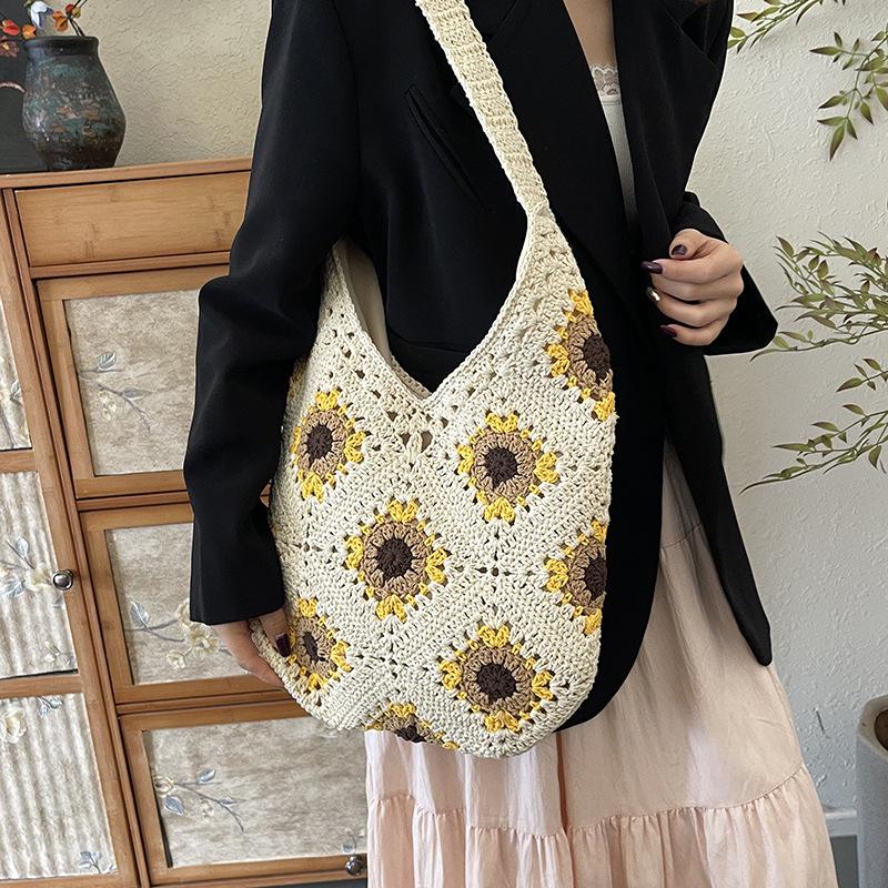 2025 Große Kapazität Mori-Stil Häkel-Baumwolle Schulter-Strand-Tragetasche