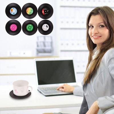 6 Stück Schallplatten-Untersetzer, leicht zu reinigen, leichte Retro-Schallplatten-Untersetzer für Zuhause, Restaurant, Bar, Party