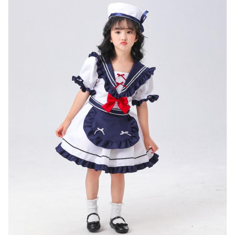 

Платье горничной Платье горничной Косплей Аниме Морской стиль Милая девушка Лолита Платье для родителей и детей L