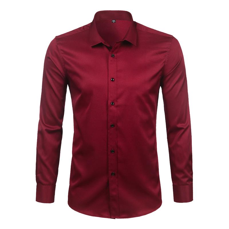 New Men's Minimalist Slim Fit Long Sleeve Shirts Classic Business Solid Color Office Shirt Casual Men's Clothing Tops