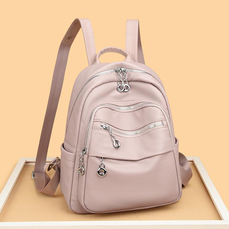Candy Colored Women's Backpack New Large Capacity PU Bag Women's Backpack Women