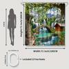 1/4 Forest Waterfall Print Shower Curtains, Toilet Seat Decoration, Shower Curtain with Carpet and Toilet Lid, 70.8x70.8 Inch