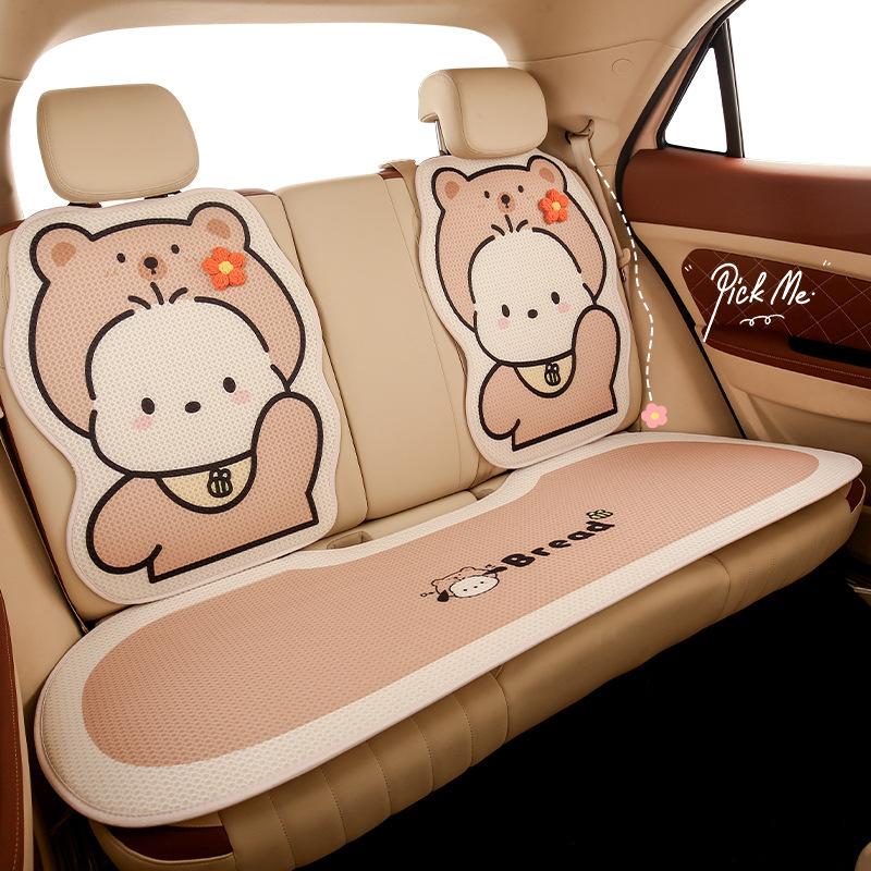Cute Dog Car Seat Cushion Universal Four Seasons Breathable Half Pack Cartoon Rear Single Seat Cover Seat Accessories