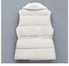 Winter Cotton Fur Down Vest Womens Vest Stand Collar Button Down Padded Jacket with Drawstring Waistcoat