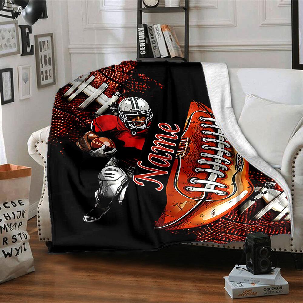 Football Customize Your Name Blanket Warm Comfortable And Soft Blankets Are Suitable For Home Lunch Break Blanket Office Sofa Sofa Gift To Relatives