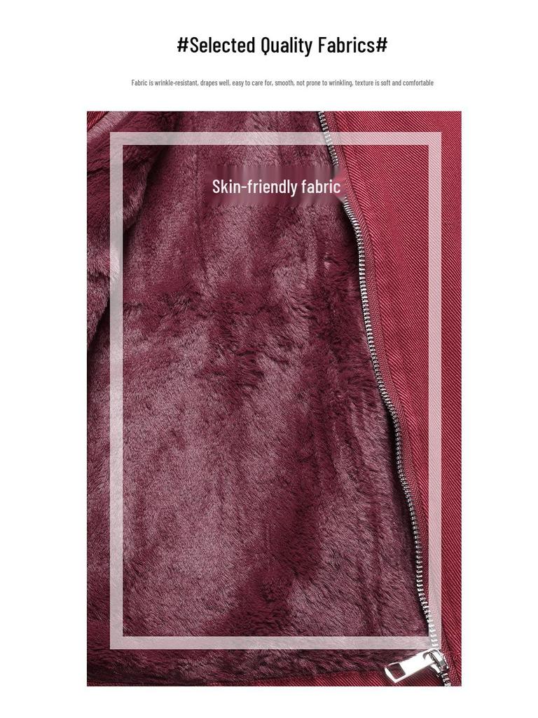 Plus Size Hooded Velvet Coat for Middle-Aged Women - Fashionable Cotton-Padded Jacket