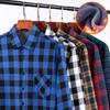 Men's Plaid Flannel Shirt Fleece Lined Warm Turn down Collar Long Sleeve