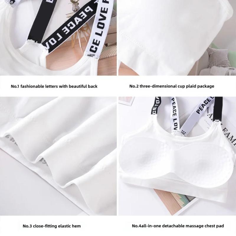 Sports Underwear Women Yoga Fitness Seamless Crop Top Wide Letter Straps Comfortable Workout Activewear
