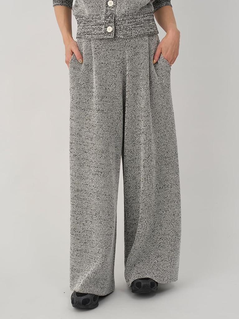 Emi Ribbed Easy Tuck Gray Women's Pants, 13WNP254072,