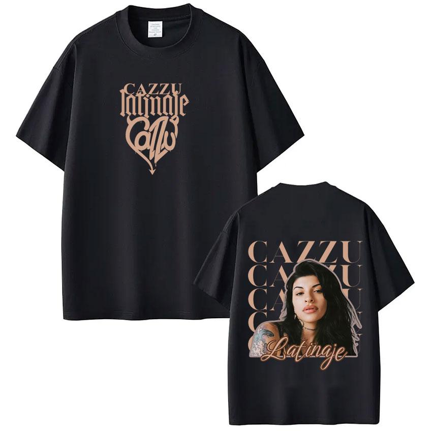Singer Cazzu Latinaje 2026 Tour Graphic Tee Unisex Women Fashion Vintage Tshirts Shortsleeved Loose Cotton Oversized Tshirt Tops M
