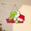 Festive Cartoon Santa Deer Ornaments Christmas Wooden Pendant, Decorative Reindeer/Santa Claus/Gnome Pattern Hanging Sign, Welcome Sign with Childlike