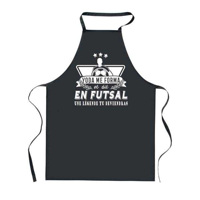Tablier de cuisine - PLANETEE - Futsal Légende Humour - Noir - 90x60 cm - Impression Bretonne