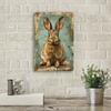 Metal Poster Wall Art Vintage Rustic Rabbit for Home Bar Office Decor